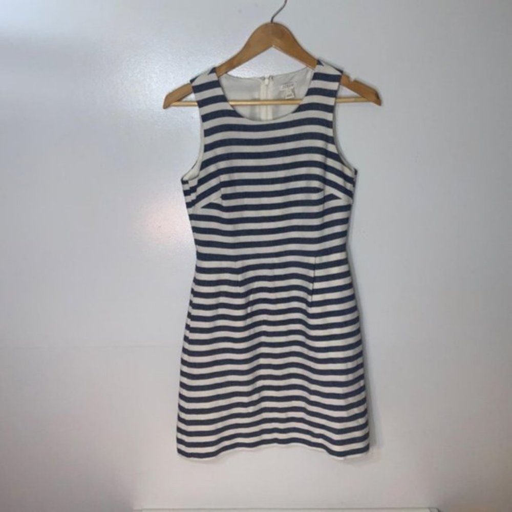 J Crew Navy Blue Striped Dress